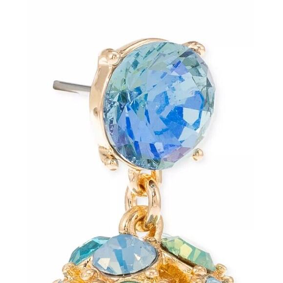 Gold Tone Earrings Crystal Fireball Drop Style Stunning Fashion Chic Elegant NWT - Picture 5 of 6